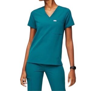 FIGS Catarina Scrub Top Pacific Blue